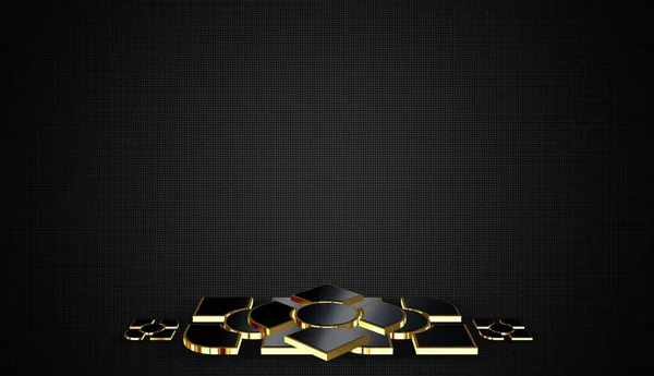 Donkere Achtergrond Met Vormen Gouden Lijsten Geometrische Figuren Schaduwen Patroon — Stockfoto