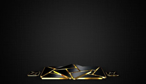 Fundo Escuro Com Formas Quadros Dourados Sombras Padrão Figuras Geométricas — Fotografia de Stock