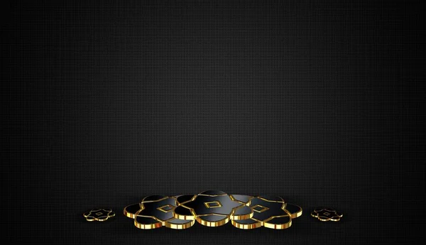 Dunkler Hintergrund Mit Formen Schatten Geometrische Figuren Goldrahmen Muster — Stockfoto
