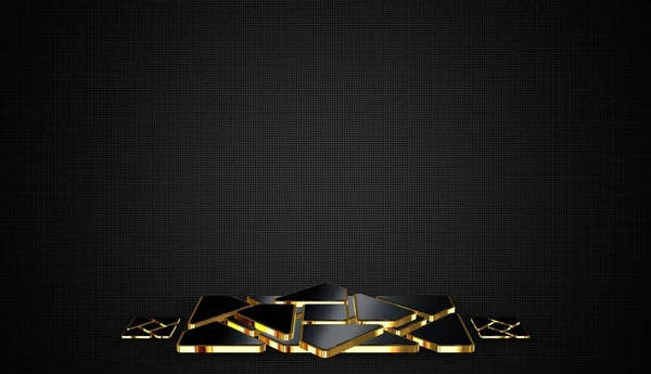 Dunkler Hintergrund Mit Figuren Geometrische Formen Goldrahmen Muster Schatten — Stockfoto