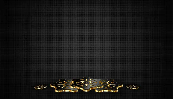 Темный Фон Фигурками Геометрическими Шапками Заплатками Тенями Золотыми Камнями — стоковое фото