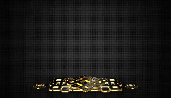 Dunkler Hintergrund Mit Figuren Goldrahmen Geometrische Formen Schatten Muster — Stockfoto