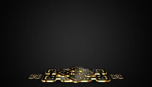 Dunkler Hintergrund Mit Figuren Goldrahmen Mustern Schatten Geometrischen Formen — Stockfoto