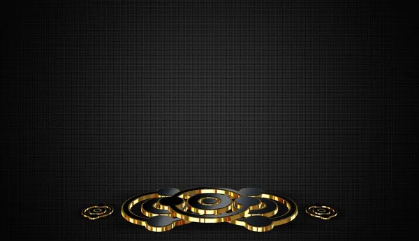 Donkere Achtergrond Met Figuren Gouden Lijsten Schaduwen Geometrische Vormen Patroon — Stockfoto