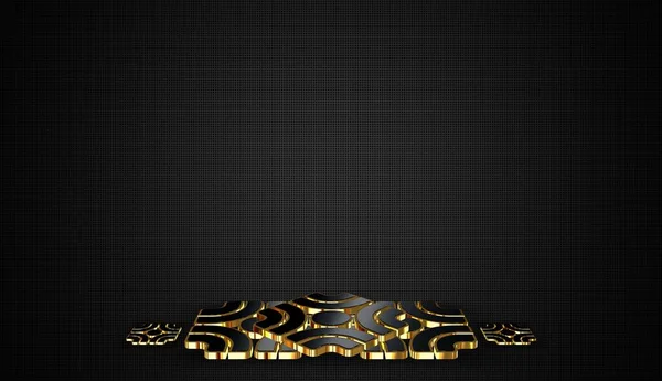 Dunkler Hintergrund Mit Figuren Goldrahmen Schatten Mustern Geometrischen Formen — Stockfoto