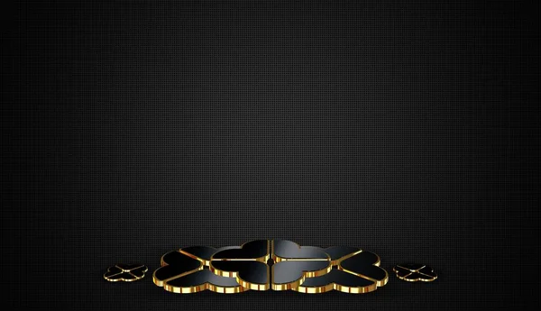 Темный Фон Фигурками Патетиками Золотыми Камнями Тенями Геометрическими Шапками — стоковое фото