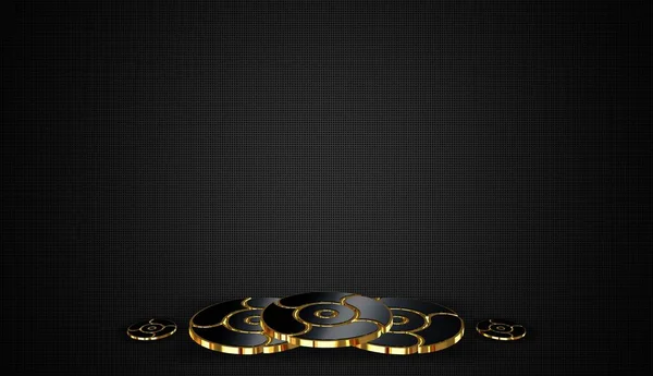 Темный Фон Фигурками Патетиками Тенями Геометрическими Осколками Золотыми Камнями — стоковое фото