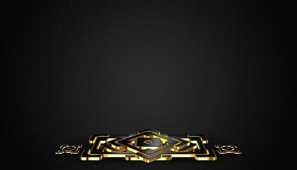 Темный Фон Фигурками Патетиками Тенями Золотыми Камнями Геометрическими Шапками — стоковое фото