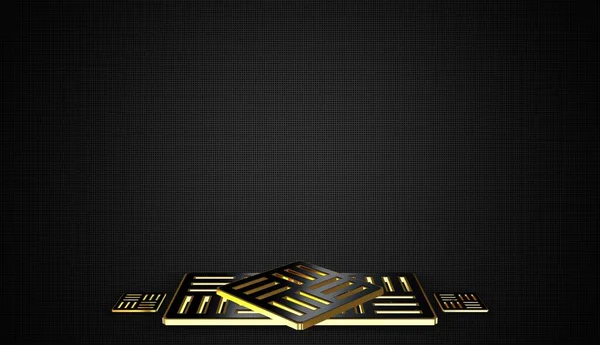 Luxus Dunklen Hintergrund Mit Formen Goldrahmen Muster Geometrische Figuren Schatten — Stockfoto