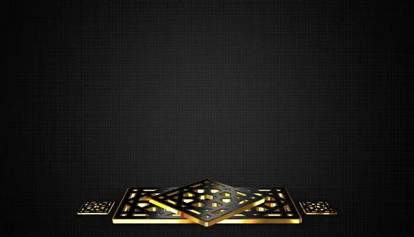 Luxe Donkere Achtergrond Met Vormen Schaduwen Golden Frames Patroon Geometrische — Stockfoto