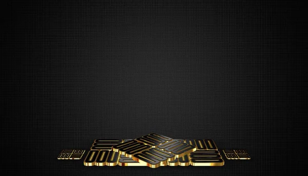 Luxusní Tmavé Pozadí Tvary Stíny Vzor Geometrické Figury Zlaté Rámy — Stock fotografie