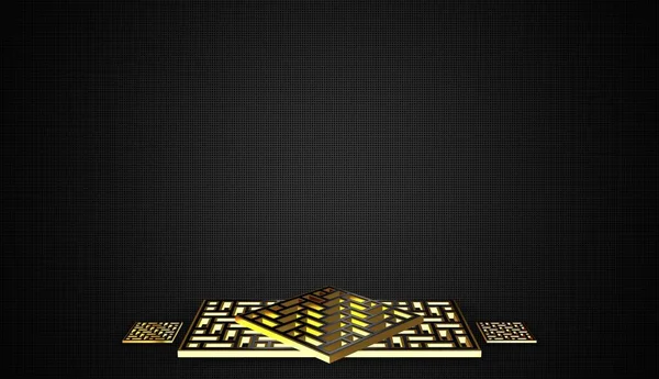 Luxe Donkere Achtergrond Met Figuren Geometrische Vormen Gouden Lijsten Patroon — Stockfoto