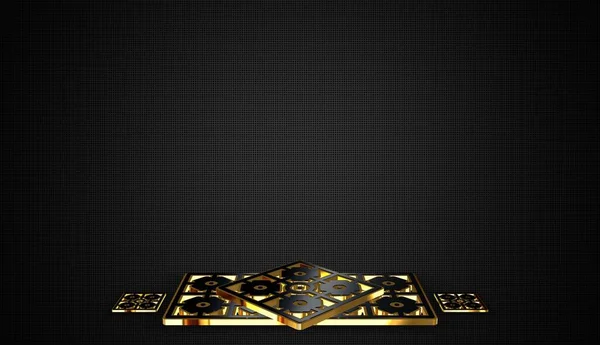Роскошный Темный Фон Фигурами Геометрические Фигуры Тени Узоры Золотые Рамки — стоковое фото