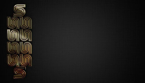 Černé Pozadí Tvary Levé Straně Geometrické Postavy Zlaté Rámy Stíny — Stock fotografie