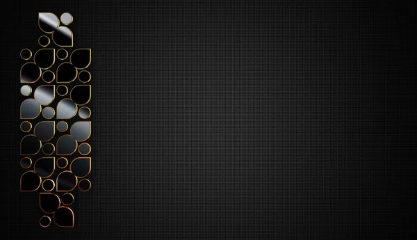 Чорний Фон Фігурами Зліва Патерн Геометричні Форми Тіні Золоті Рами — стокове фото