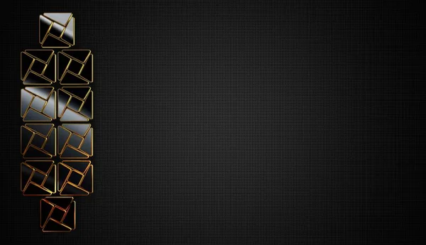 Черный Фон Фигурами Слева Геометрические Фигуры Тени Шаблоны Золотые Рамки — стоковое фото