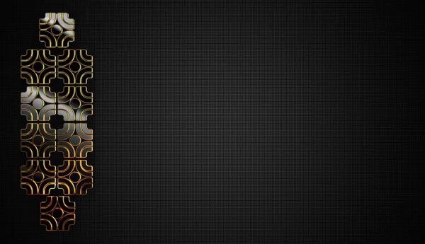 Чорний Фон Фігурами Зліва Патерн Тіні Золоті Рами Геометричні Малюнки — стокове фото