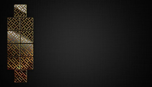 Чорний Фон Фігурами Зліва Золоті Рами Геометричні Форми Патерн Тіні — стокове фото