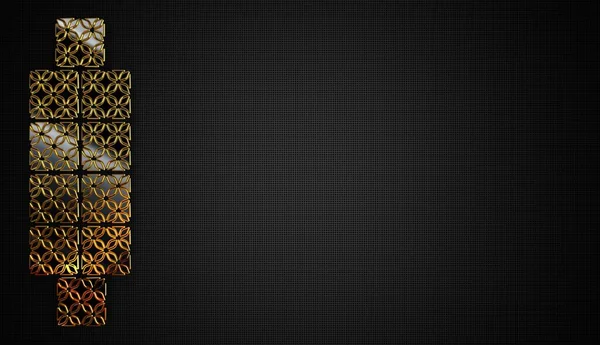Черный Фон Фигурами Слева Золотые Рамки Тени Геометрические Фигуры Узор — стоковое фото
