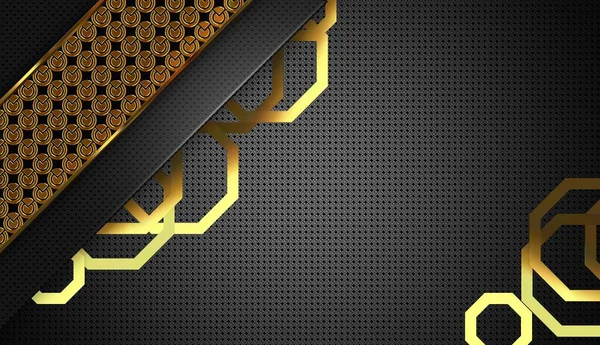 Achtergrond Met Zwarte Gouden Vormen Gestructureerde Laag Geometrische Figuren Patroon — Stockfoto