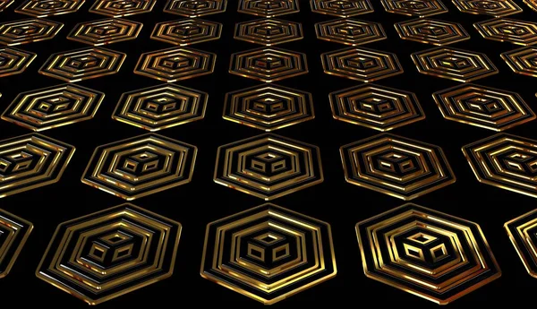 Темный Фон Уникальными Паттернами Черно Золотыми Фигурками Абстрактным Дизайном Обоями — стоковое фото