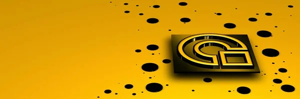 Žluté Pozadí Tvary Geometrické Figurky Tapeta Abstraktní Design Černé Skvrny — Stock fotografie