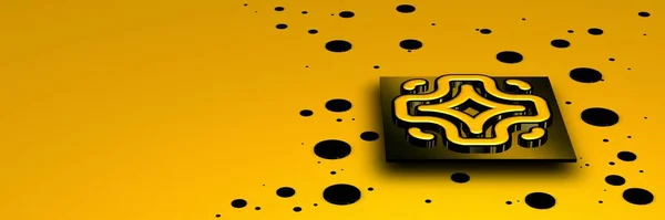 Fundo Amarelo Com Formas Manchas Pretas Design Abstrato Papel Parede — Fotografia de Stock