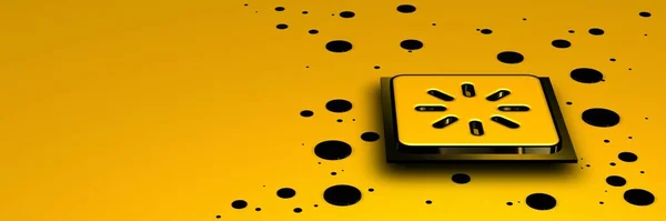 Желтый Фон Рисунками Абстрактный Дизайн Геометрические Окантовки Обои Черные Пятна — стоковое фото