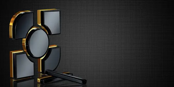 Роскошный Фон Черными Золотыми Вставками Обоями Геометрическими Фигурами Патчем Уникальным — стоковое фото