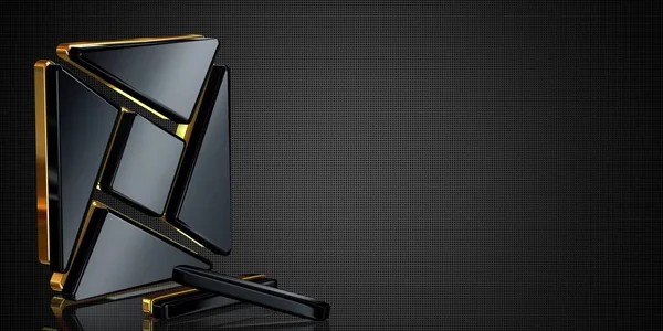 Роскошный Фон Черными Золотыми Геометрическими Шапками Патчем Фигурами Обоями Уникальным — стоковое фото