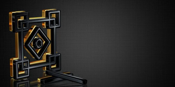 Роскошный Фон Черными Золотыми Геометрическими Шапками Фигурками Уникальным Дизайном Патчем — стоковое фото