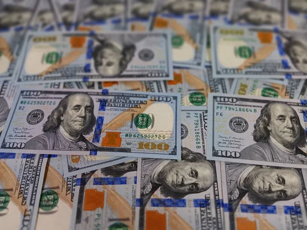 Yeni Usd Banknotlar Yüz Dolar Faturalar Nakit Kağıt Para Yüksek — Stok fotoğraf