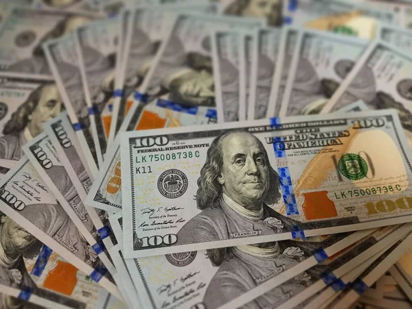 Yeni Usd Banknotlar Yüz Dolar Nakit Kağıt Para Faturalar Yüksek — Stok fotoğraf