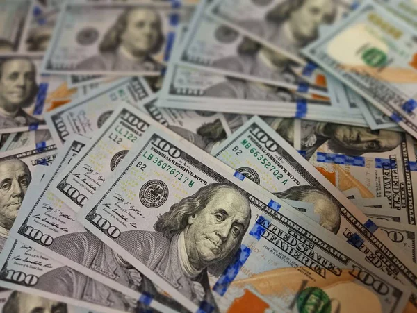 Нові Банкноти Доларах Сша Сто Доларів Готівка Паперові Гроші Висока — стокове фото