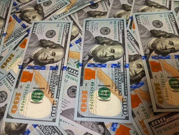 Нові Банкноти Доларів Сша Паперові Гроші Сто Доларів Готівка Висока — стокове фото