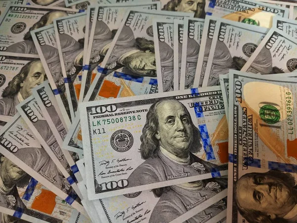 Billetes Nuevos Usd Efectivo Facturas Cien Dólares Papel Moneda Alta —  Fotos de Stock