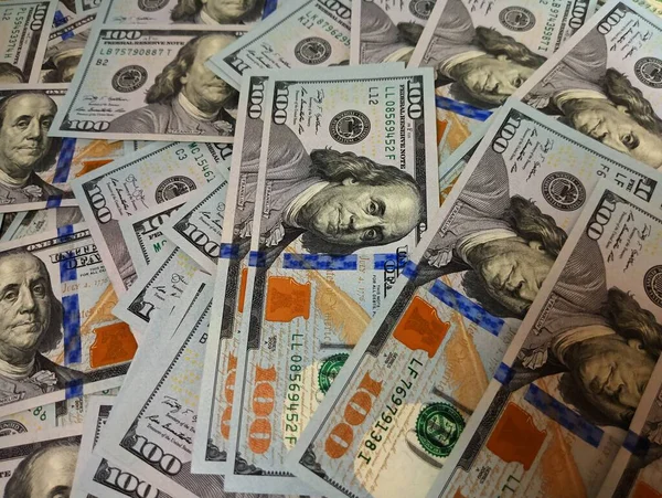 Billetes Nuevos Usd Efectivo Cien Dólares Facturas Papel Moneda Alta —  Fotos de Stock