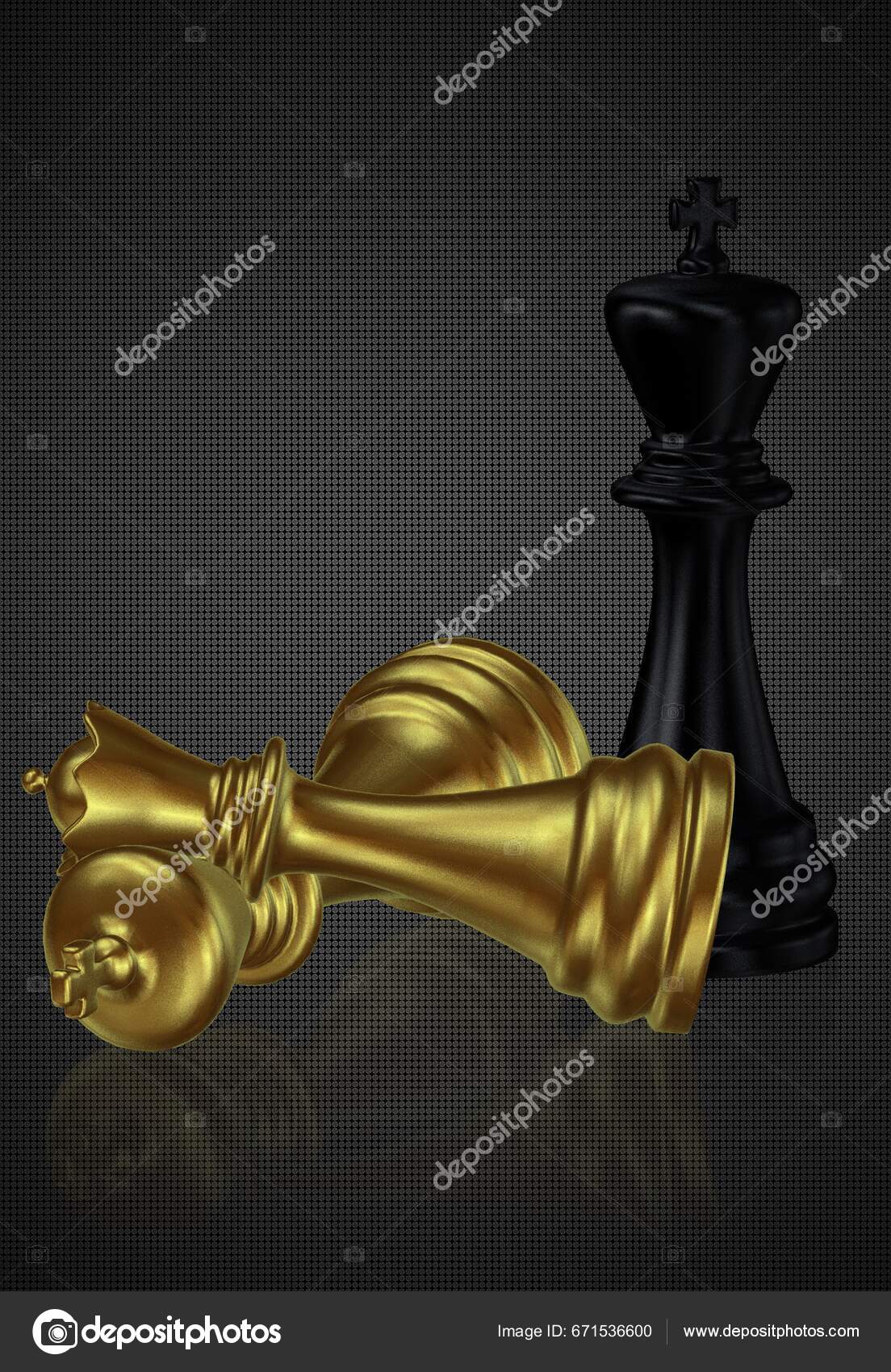 Golden Chess King Defeated Black Queen Pawns Wallpaper White