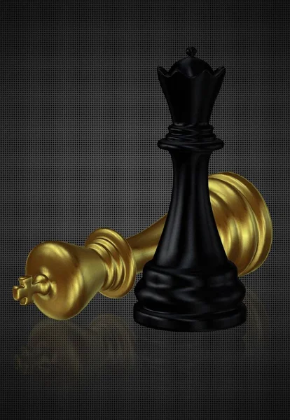 Siyah Satranç Kraliçesi ve Yenilmiş Altın Kral, Karanlık Arkaplan, Eşsiz Tasarım, Duvar Kağıdı