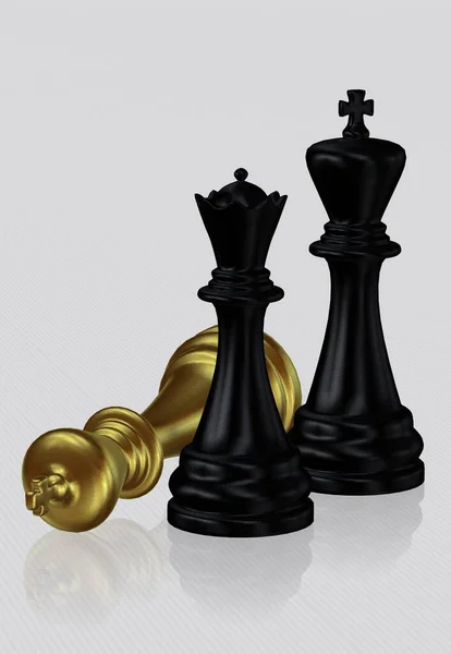 敗北した黄金の王と女王 ホワイトバックグラウンド ユニークなデザイン — ストック写真