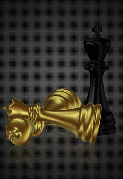 敗北した黄金の王と女王 ダークバックグラウンド ユニークなデザイン — ストック写真