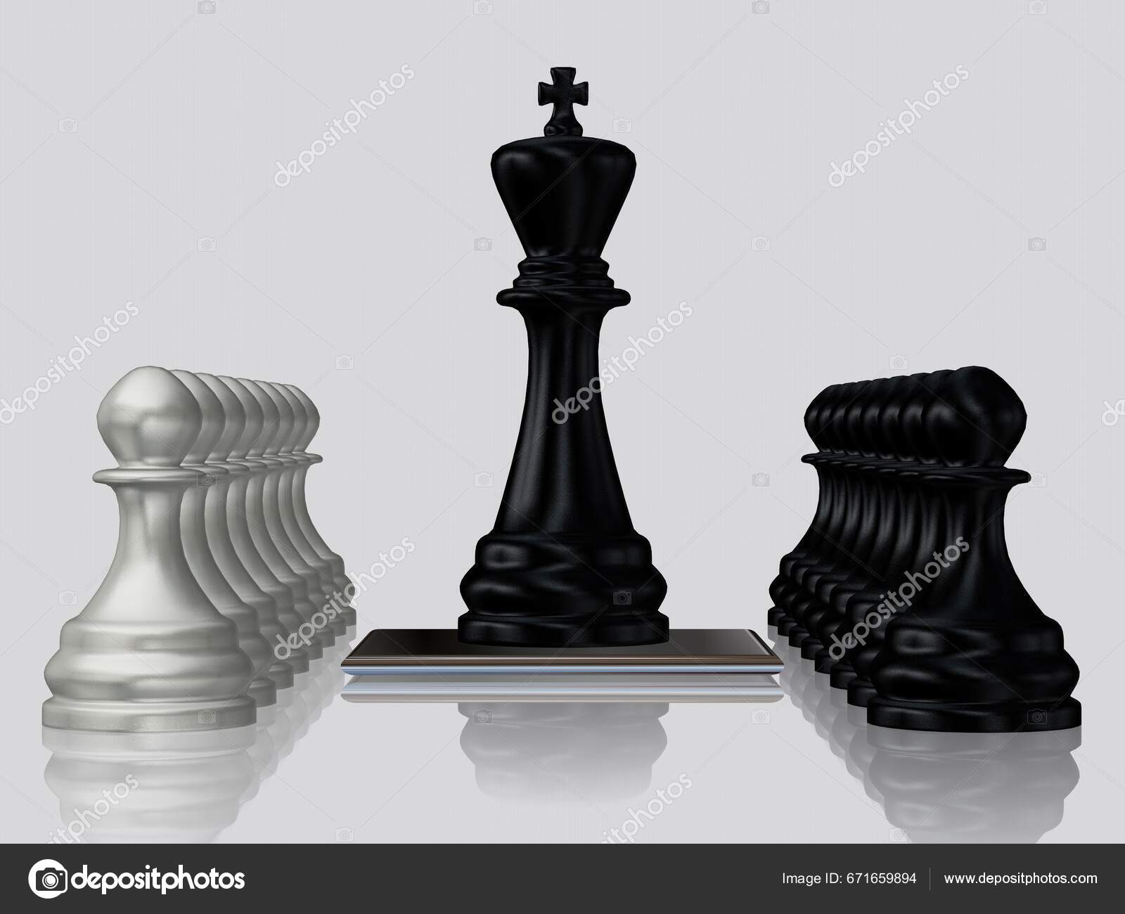 Black Chess King Pawns Silver Pawns Wallpaper White Background