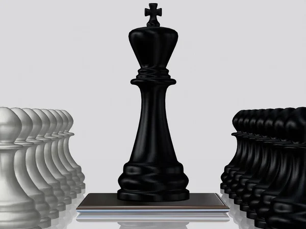 Black Chess King Πιόνια Ενάντια Ασημένια Πιόνια Ταπετσαρία Μοναδικό Σχεδιασμό — Φωτογραφία Αρχείου