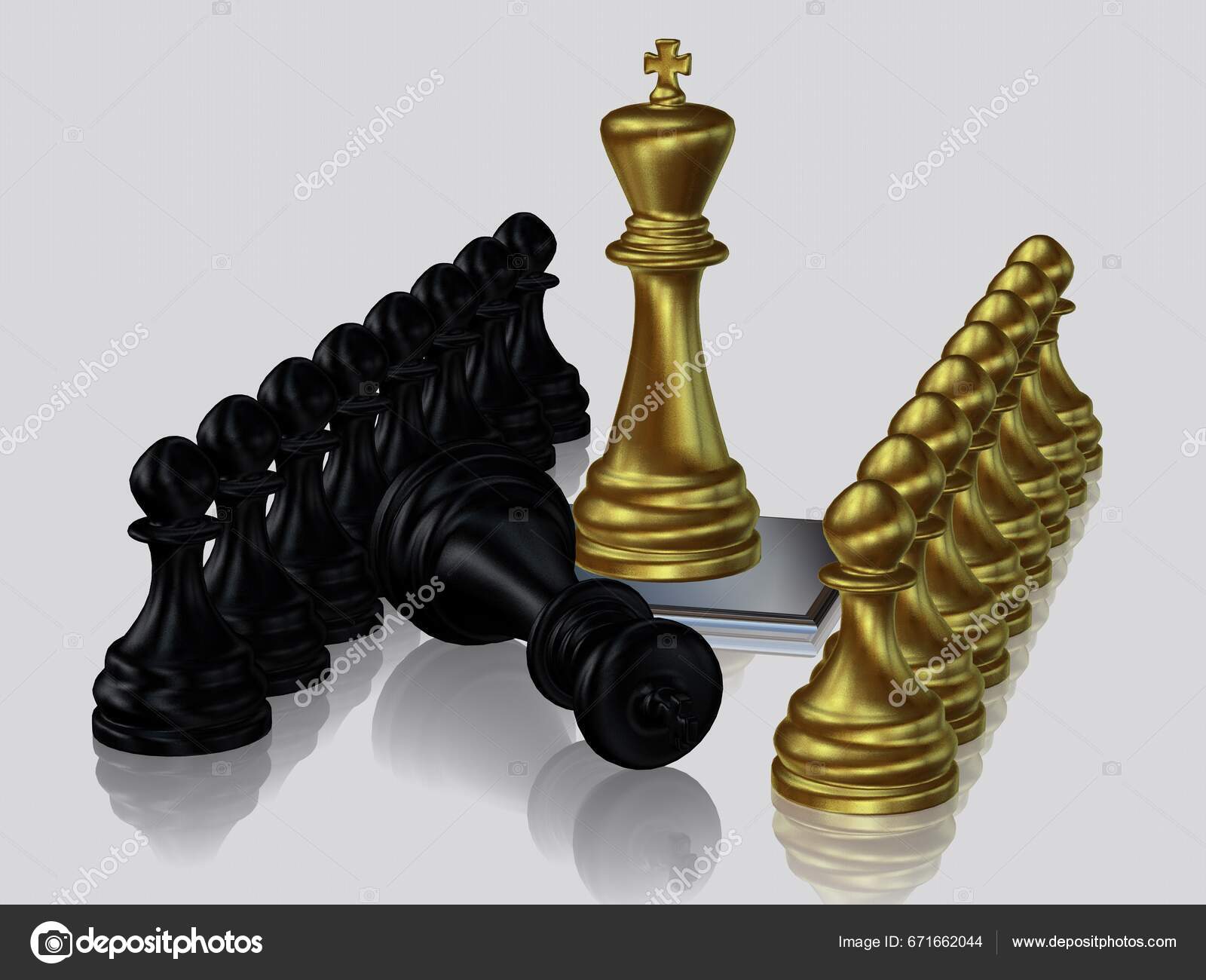 Golden Chess King Defeated Black King Pawns Wallpaper White