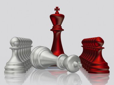 Kırmızı Satranç Kralı Yenilen Gümüş Kral, Piyonlar, Beyaz Arkaplan, Eşsiz Tasarım, Duvar Kağıdı