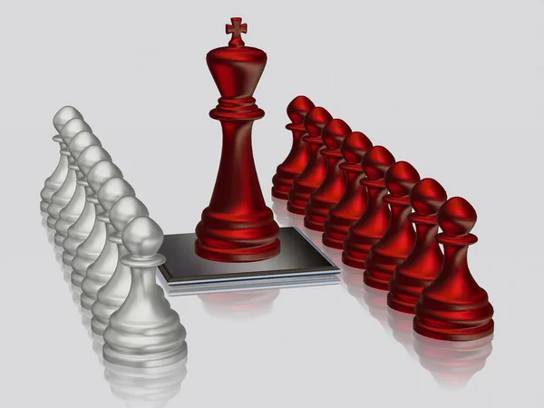 Червоний Шаховий Король Лапами Проти Срібних Лап Унікальний Дизайн Шпалери — стокове фото