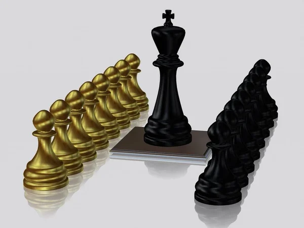 Черный Шахматный Король Патетикой Фоне Золотой Патетики Обои Белый Фон — стоковое фото