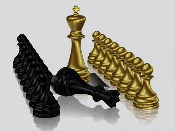 Golden Chess King Defeated Black King Pawns Wallpaper White