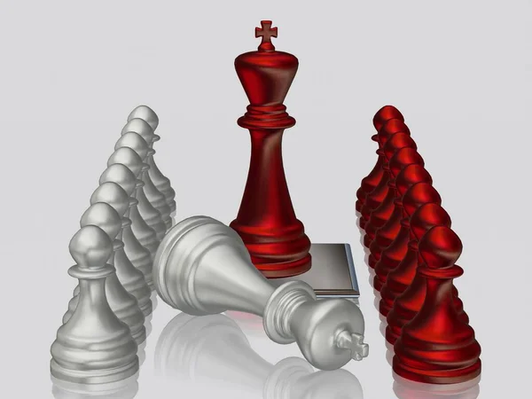 Degli Scacchi Rossi Contro Argento Sconfitto Pawns Design Unico Sfondo — Foto Stock