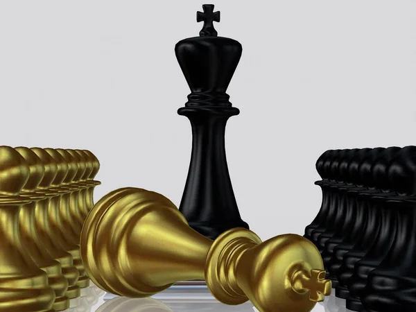 Black Chess King Defeated Golden King Пешки Обои Уникальный Дизайн — стоковое фото